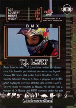 2000 Fleer Adrenaline - Gold #90 T.J. Lavin Back